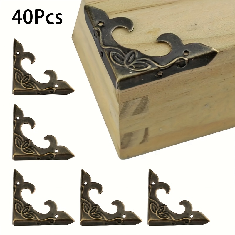 Image of 40pcs Of Decorative Metal Corner Protectors, Metal Corner Guards, Table Corner Protectors - Latex-free, Album And Wooden Box Decorations, Furniture Hardware Corner Guards