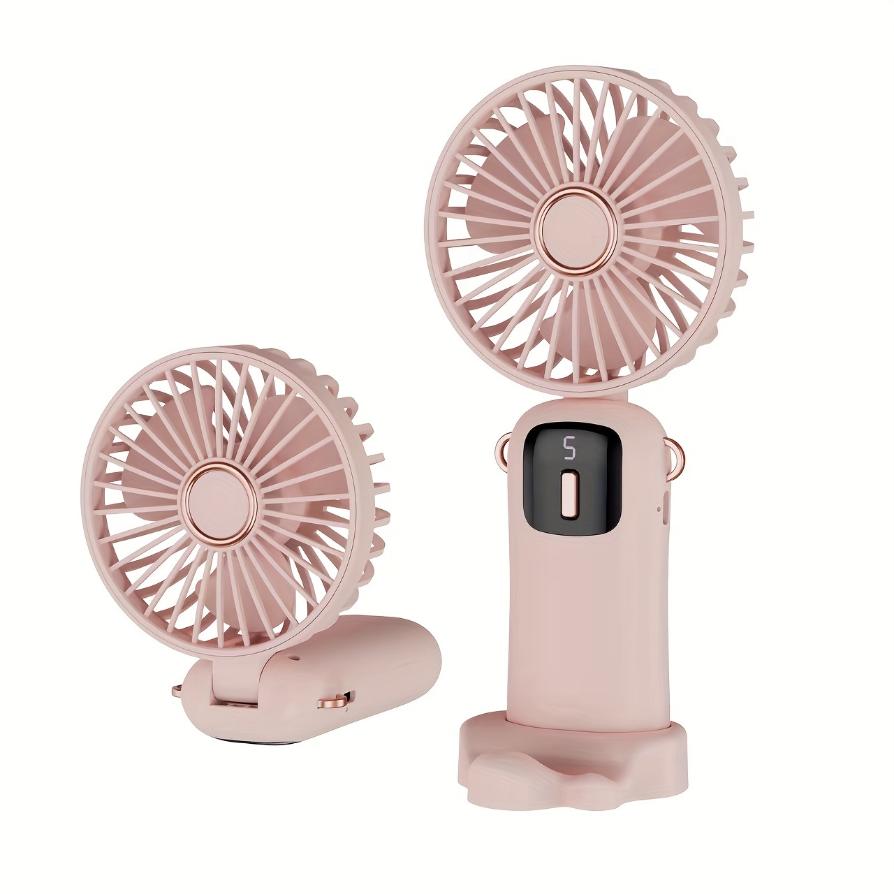 

Portable Mini Usb Fan With Rechargeable Battery, 5-speed, 90° Foldable Handheld And Desktop Design, Led Display, Touch Control, Indoor/outdoor Use