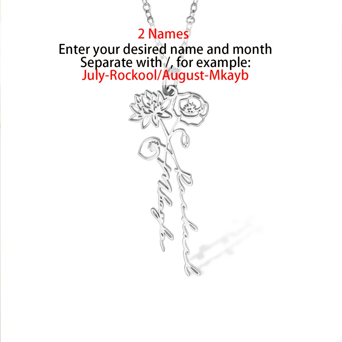 TEMU Exquisite Double Birth Flower Necklace | 304l Stainless Steel | Customized Name 2 Birth Flower Necklace | Personalized Birth Flower Necklace |