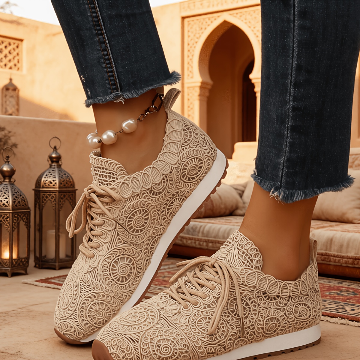 TEMU Platform Toe-heel Casual Sneakers Women's New Lace Breathable Hollow Solid Color Single Shoe, Women Shoes