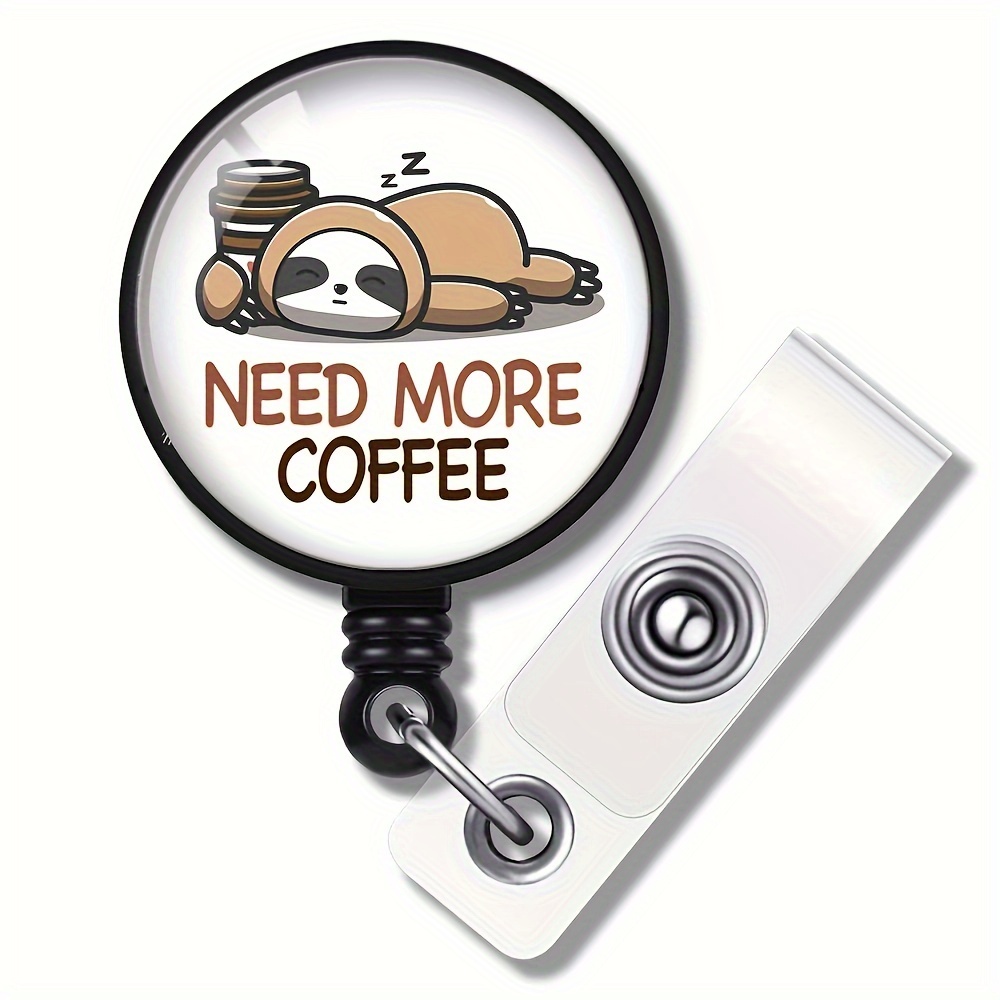 1pc Coffee Cup Retractable Badge Reel,Name Badge Holder with ID Clip for Nurse Doctor Volunteer Employee,Temu