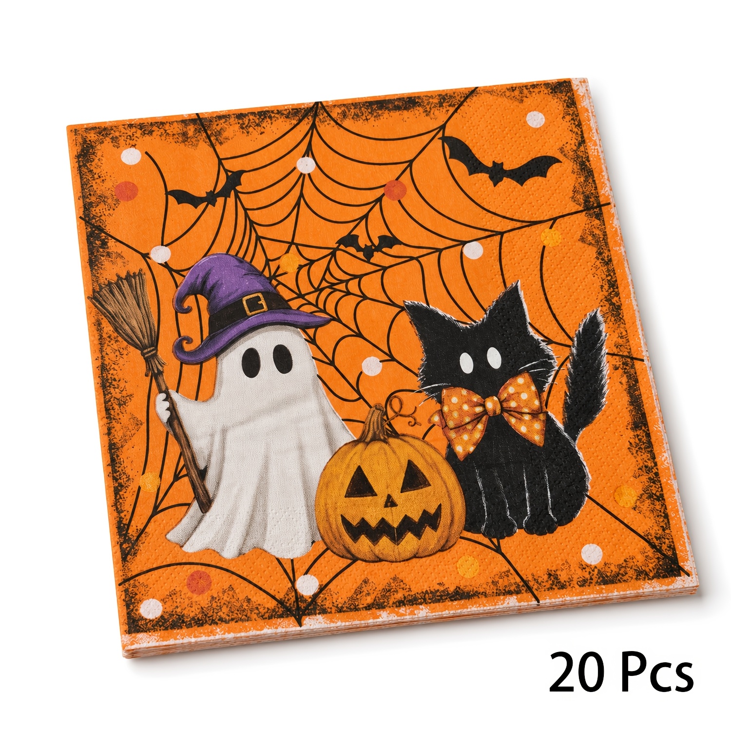 TEMU Tovaglioli di carta Halloween da 20/40/60 pezzi, design zucca e , tovaglioli da 6,5 pollici per decorazione da festa, esposizione per bar e