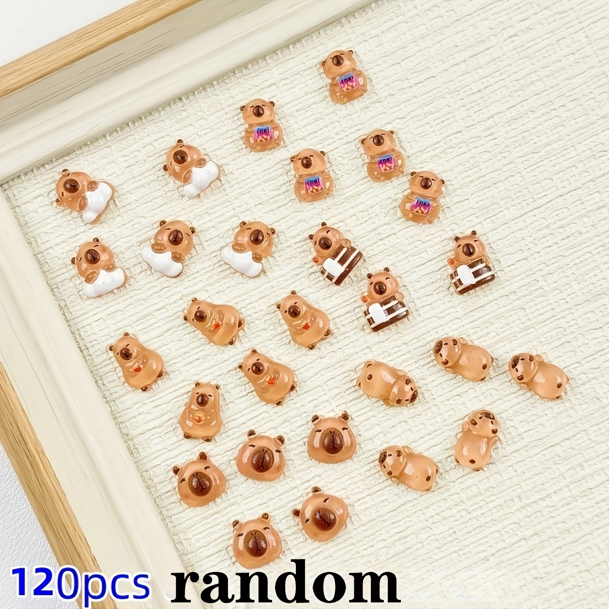 E-shop 120 Stück Hochwertige modische Capybara-Harzperlen mit flacher Rückseite in zufälligem Stil | Geeignet für Scrapbooking, Bastelarbeiten