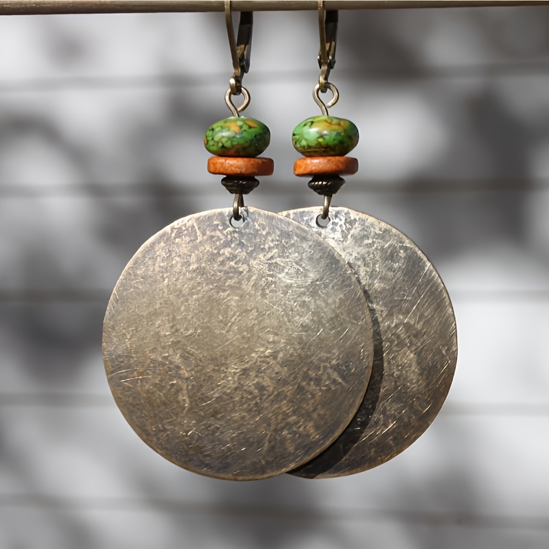 

1 Pair Retro Round Earrings, Bohemian Style Jewelry Gift