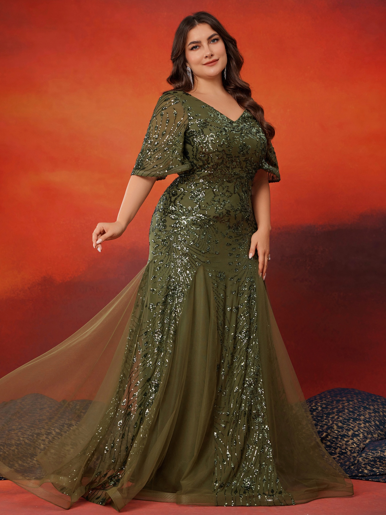 plus size ladies high quality stretchy sequin skirt split - Temu United  Arab Emirates