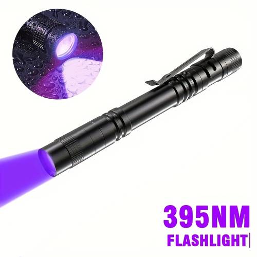 1pc 395nm uv flashlight black light ip55 portable flashlight design commercial emergency lighting tool resin curing detector pet detection fishing mineral batteries not included
