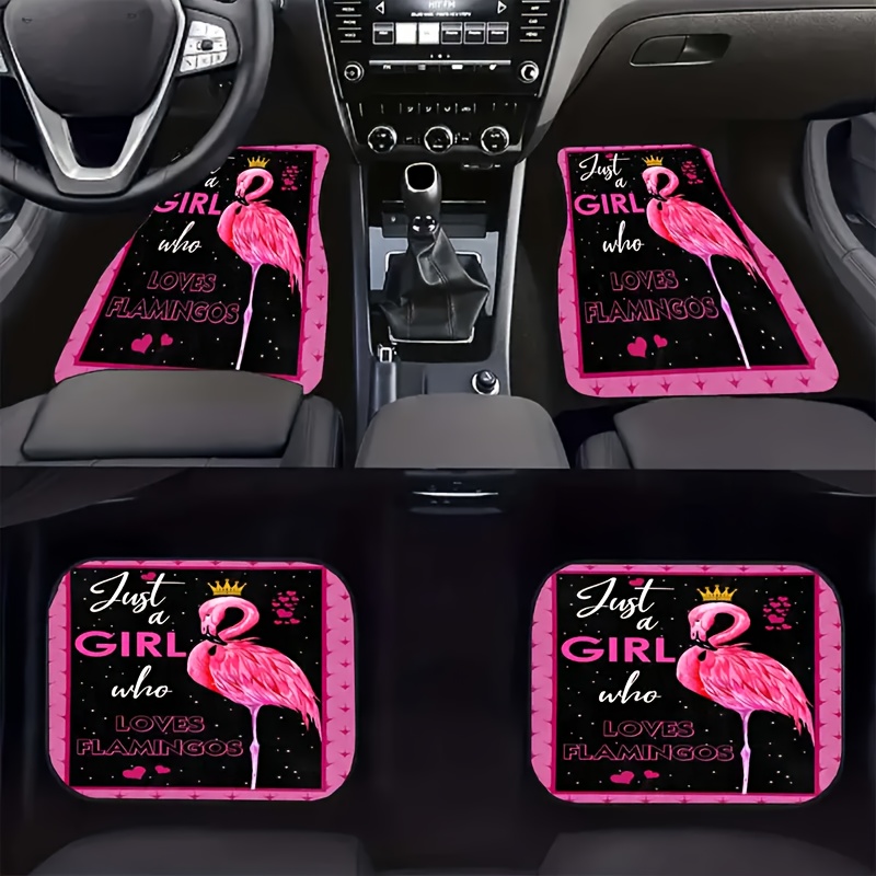 

Flamingo Car Floor Mats For Universal Fit, Set Of 4 - Polyester Fiber Non-slip & Stain-resistant Front And Rear Seat Vehicle Mats For Car Interior Protection And Decoration