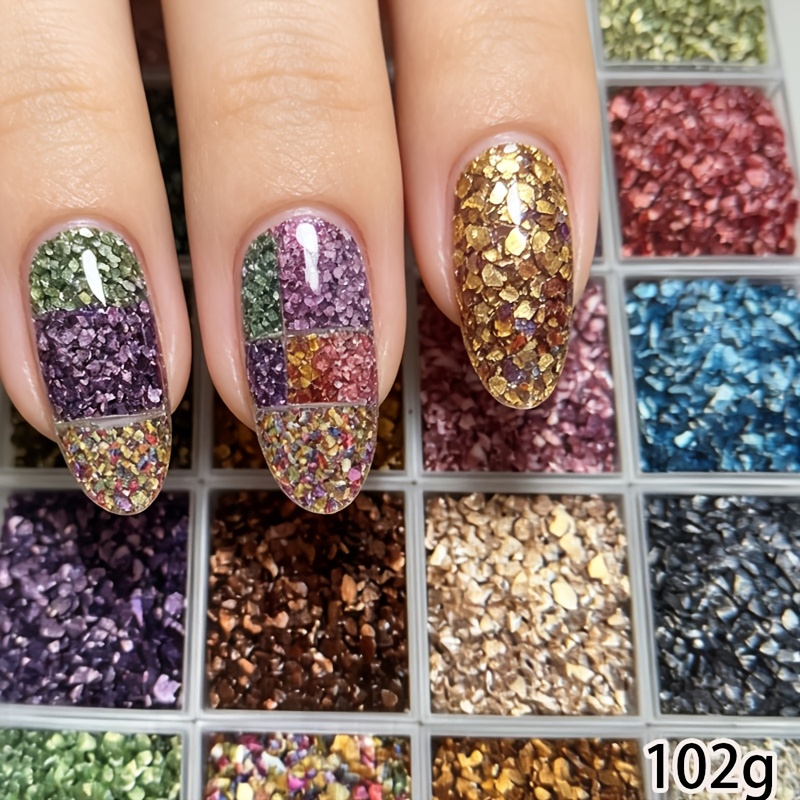 TEMU 102G 20 Couleurs, Verre Broyé Irrégulier de Haute Qualité 1-4Mm pour Artisanat en Résine, Fabrication de Bijoux, Décoration Intérieure et