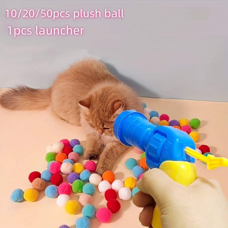   50pcs cat toy set suitable for interactive play with cats and dogs launcher random colors   durable rebound design