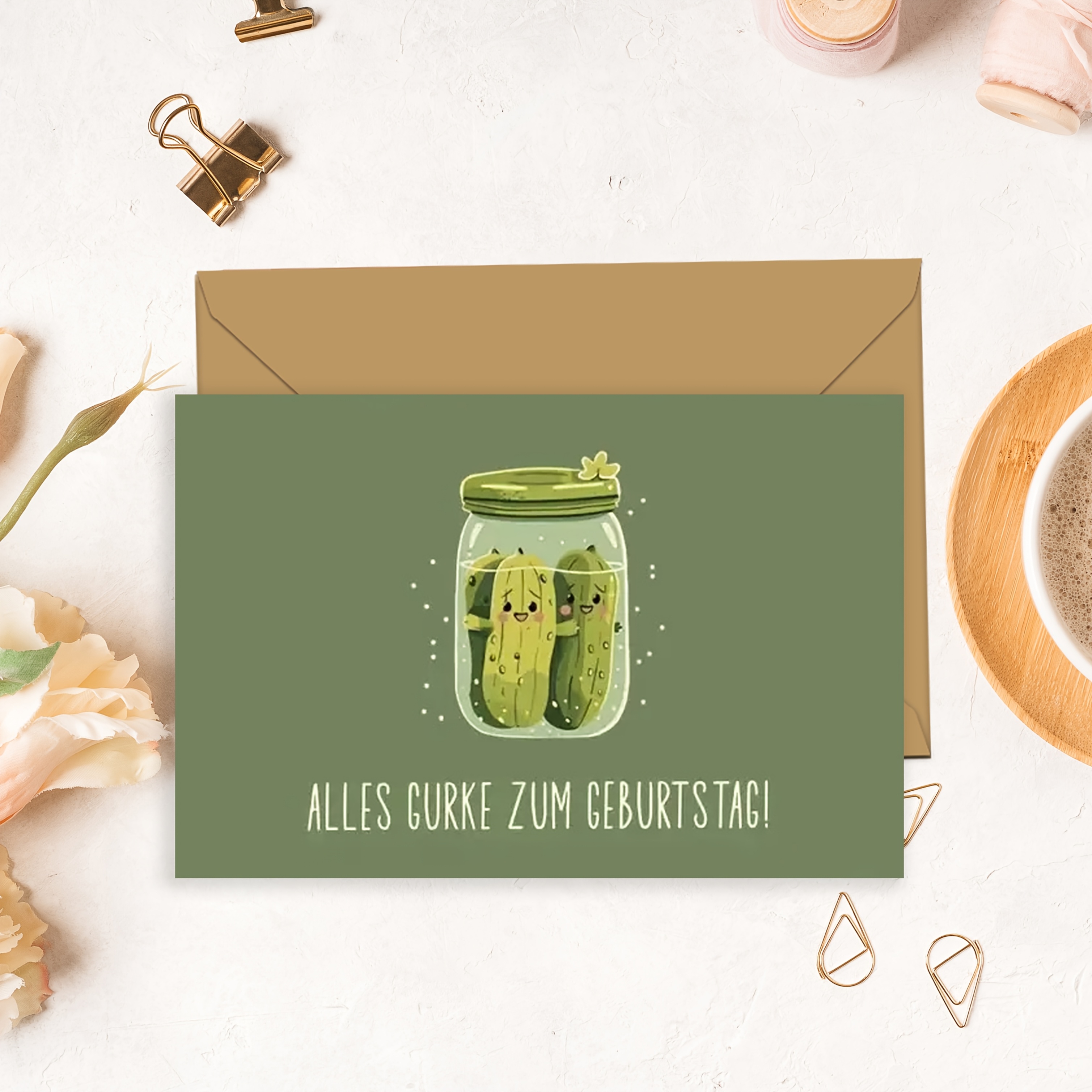 A German-themed Birthday Card Featuring Pickles, Perfect For Celebrating Birthdays, Parties, And Holidays, And A Great Gift For Family, , Colleagues, And