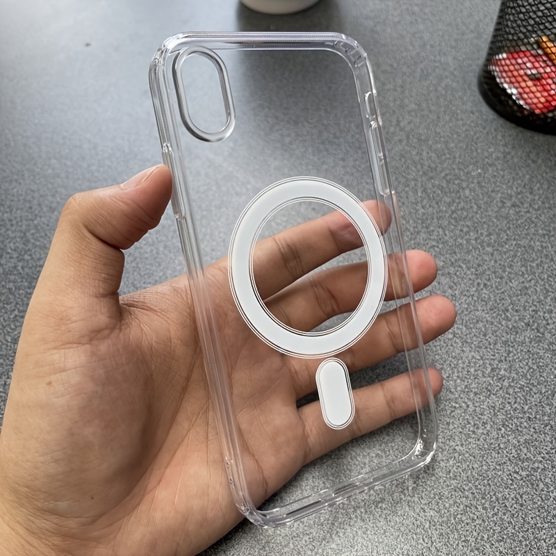 Carcasa de telefon magnetică transparentă este potrivită pentru claritate de înaltă definiție și nu interferează cu protecția ecranului pentru modelele Apple iPhone din seria X până la 16, având partea din spate rigidă și margini moi.