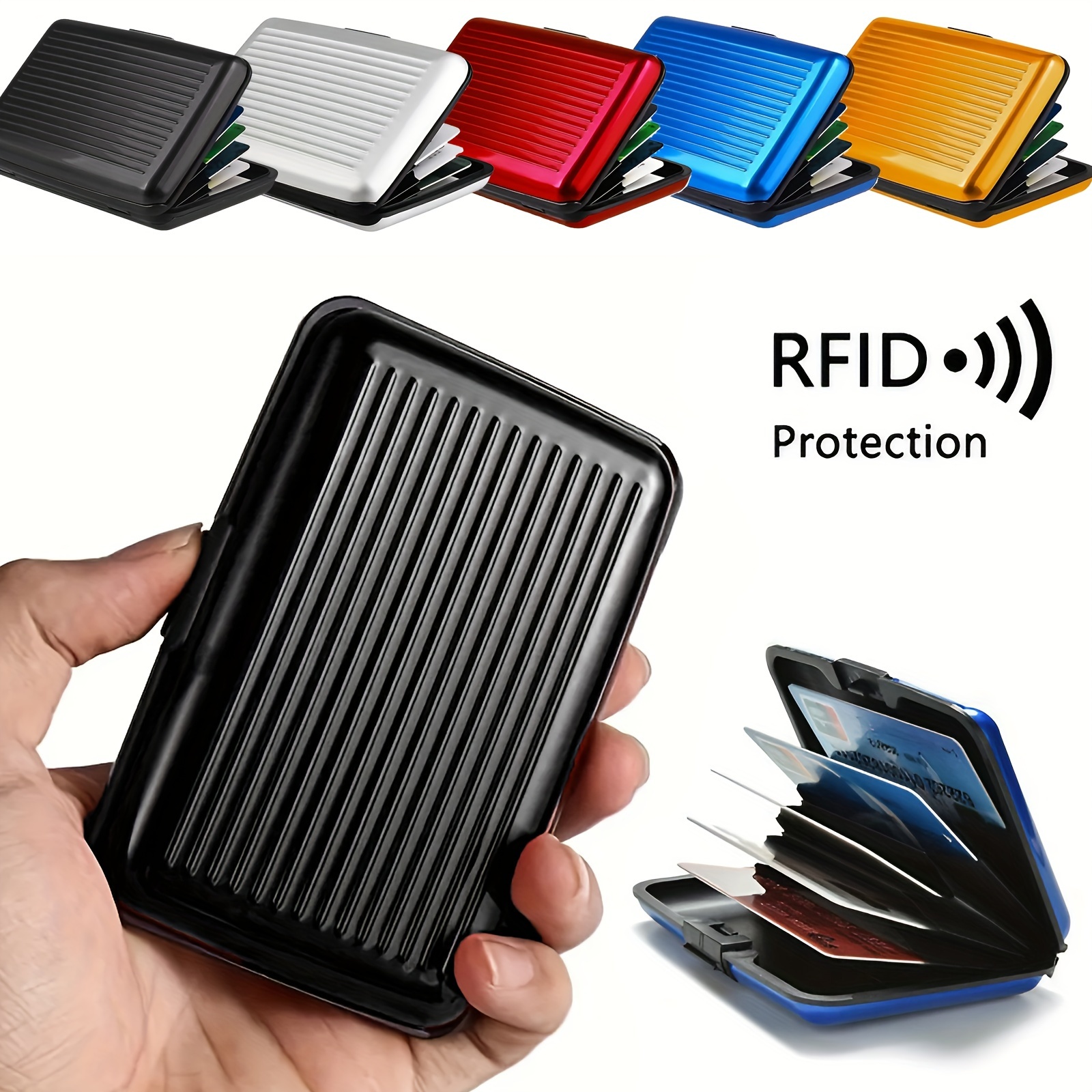 

1pc Kismis Rfid Blocking Aluminum Alloy Card Protector, Modest Id Case, , Lightweight, With 6 Slots, For Credit Cards, License, And Business Cards, Pocket-sized Anti-theft Wallet