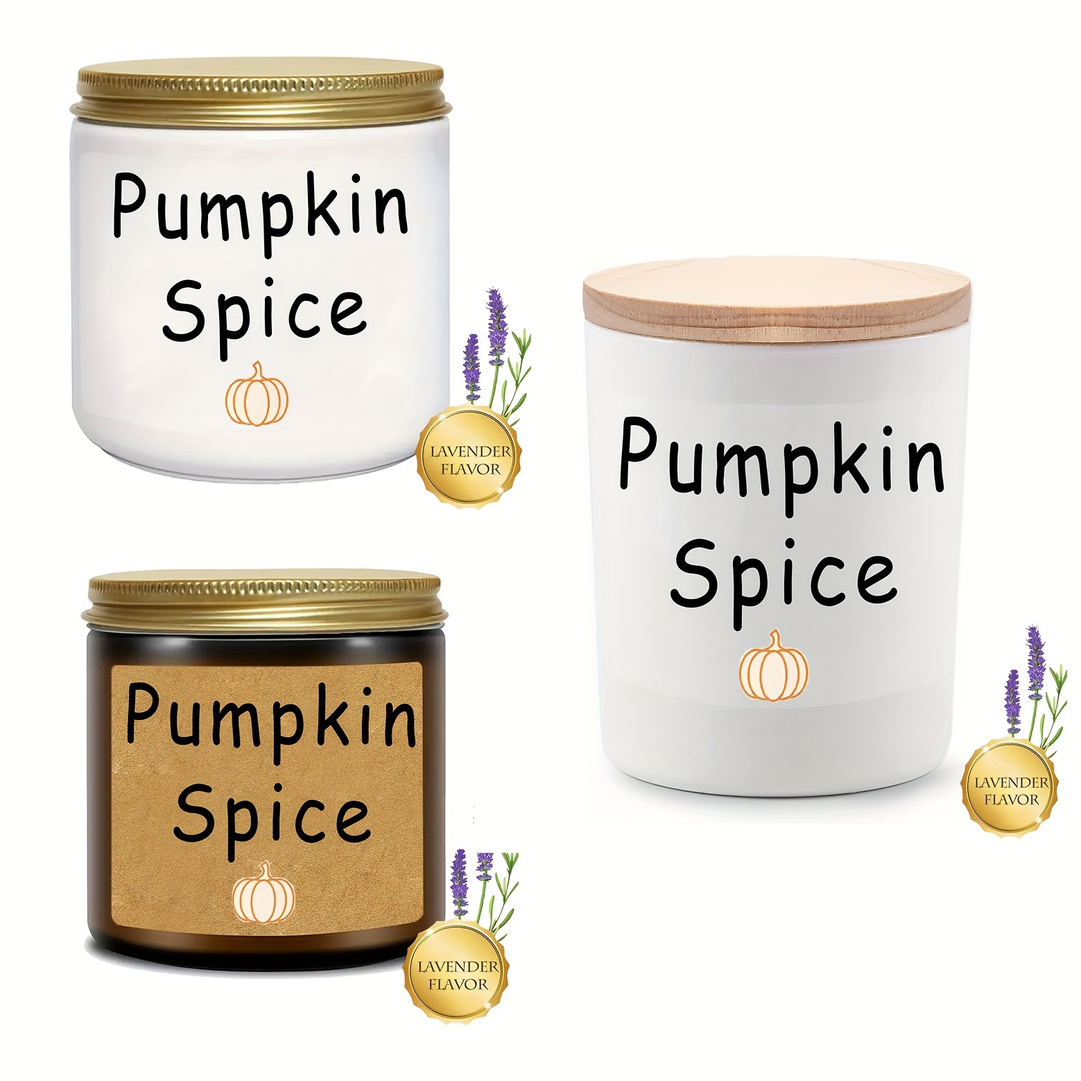 

Lavender Scented Pumpkin Spice Soy Wax Candle, Single-wick Round Glitter Embellished Jar For , Thanksgiving, Christmas, Hanukkah - Indoor Decor