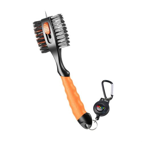 golf club brushes and cleaner 2ft retractable carabiner golf brush head with retractable spike comfortable grip golf club cleaner