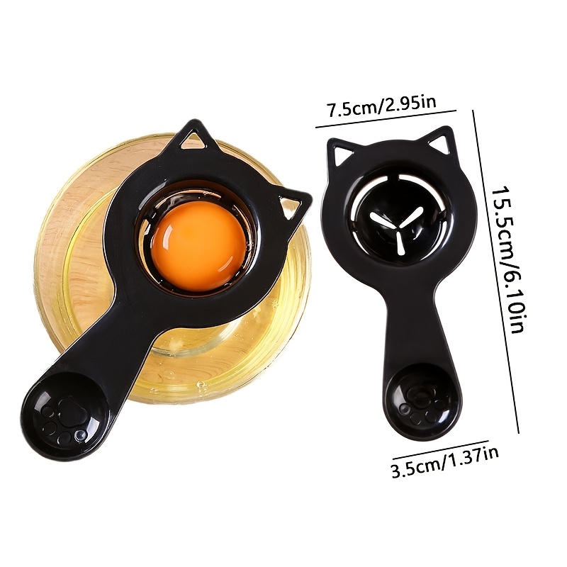 Separador de claras y yemas de huevo, diseño de orejas de gato negro lindo, material de polipropileno duradero, adecuado para cocina, exteriores, barcos, cocinas de RV.