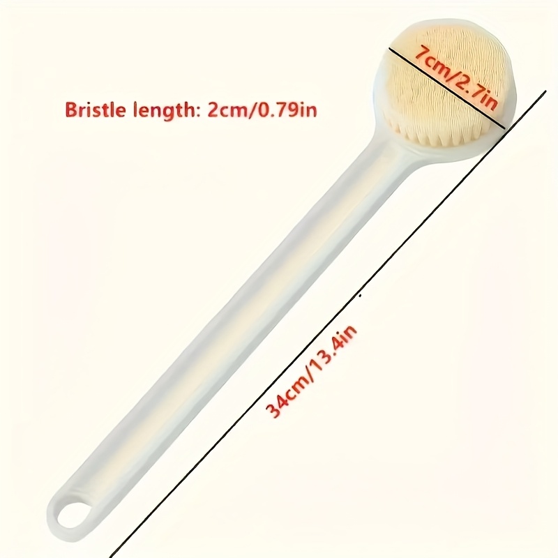 1pc long handle bath brush with soft bristles -   back scrubber for women, ergonomic shower brush for hard-to-reach areas, non-slip grip - ideal for back, body, legs, feet - bathroom essentials, personal hygiene,  , hygienic material,   routine, shower scrubber,  , durable scrubber,   accessory,   essentials, sleek scrubber,   scrubber,   routine   Product details 2