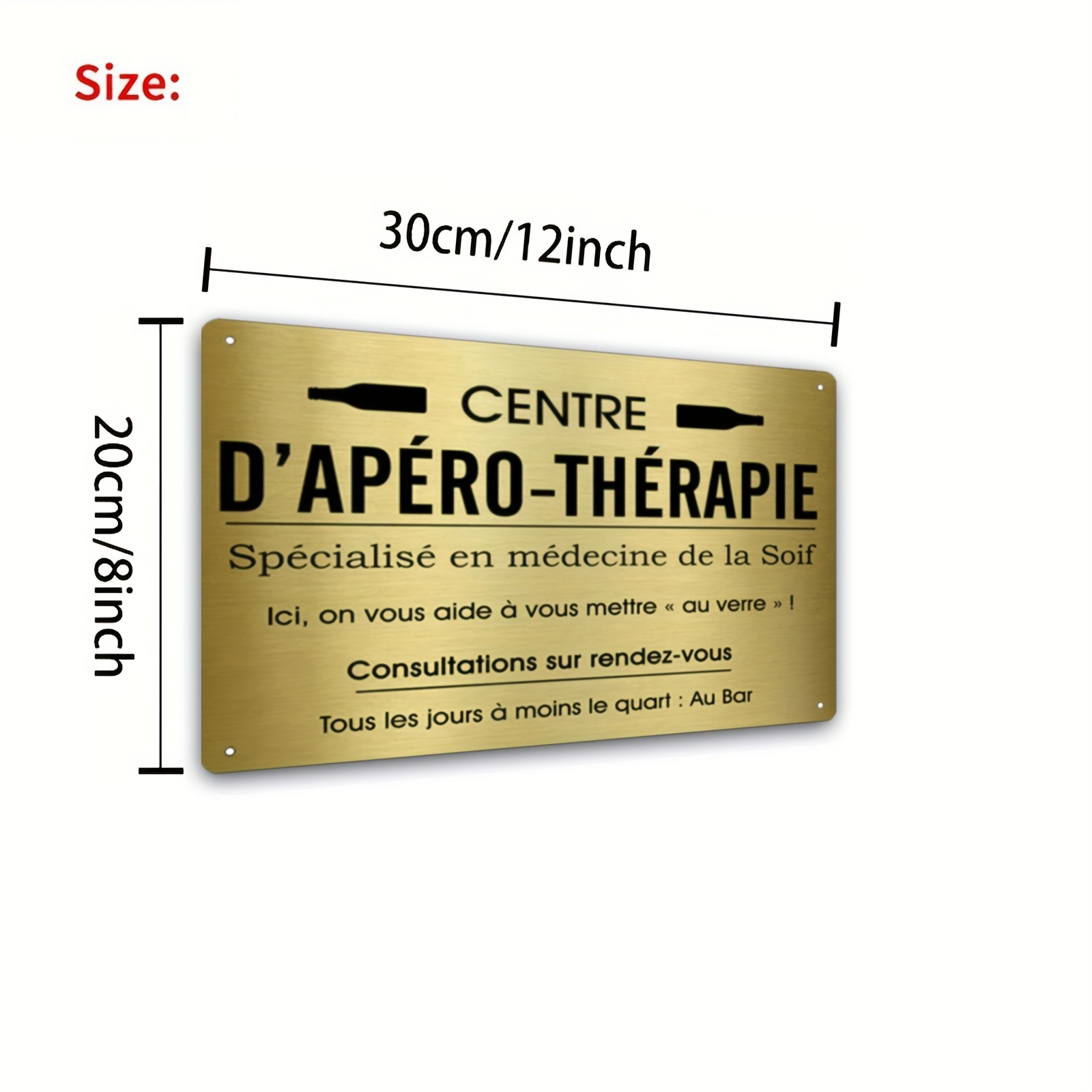TEMU Plaque métallique vintage française "D'-Therapie" 2D plate, 1 pièce - 20,32x30,48cm Art mural en fer rustique avec vieillie, décoration durable