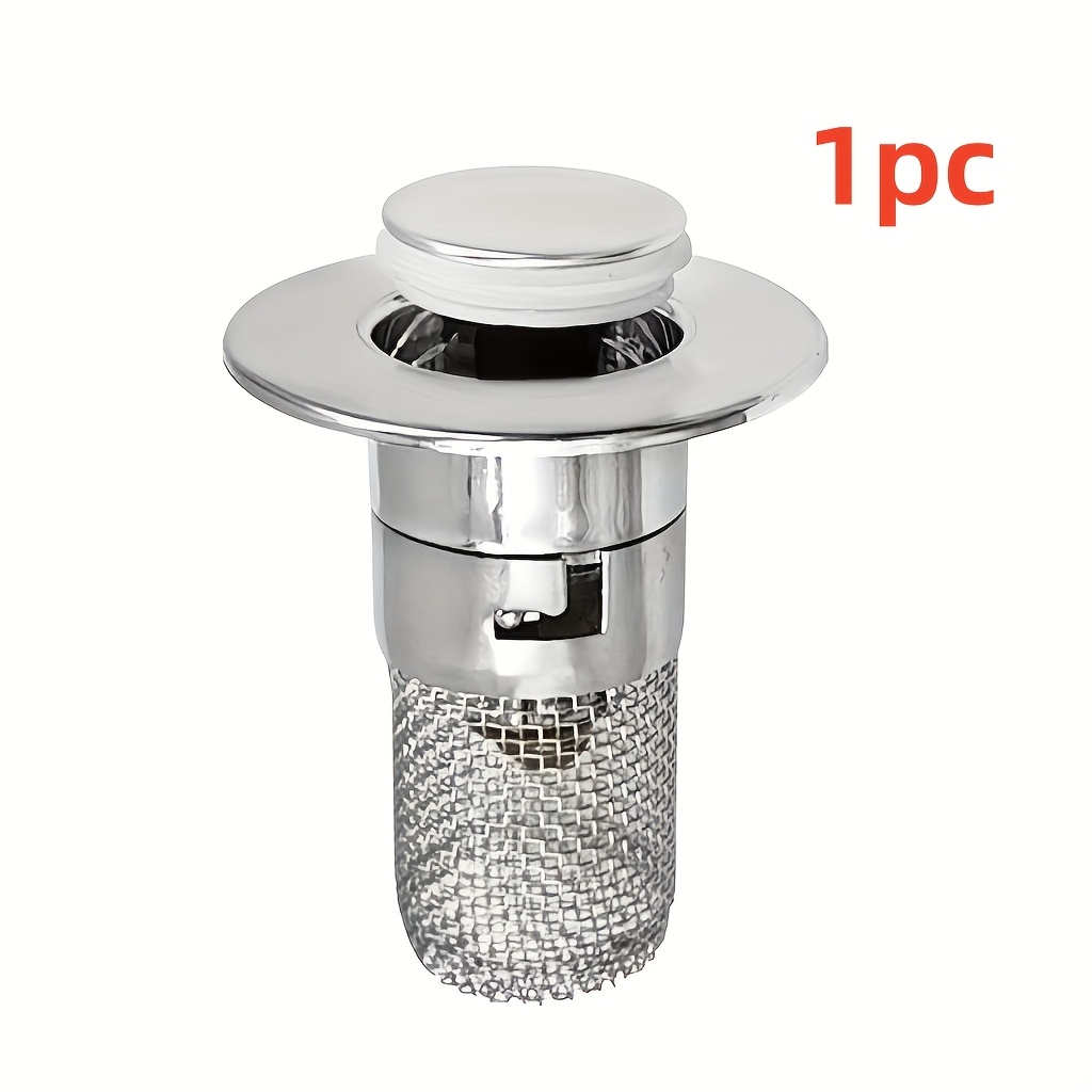 Image of Mesh + Chrome Plated Plastic Telescopic Sink Drain Plug, Bathroom Hair Filter Mesh, Suitable For 1.34-1.57 Inch Outlet Diameter, Integrated Design, Suitable For