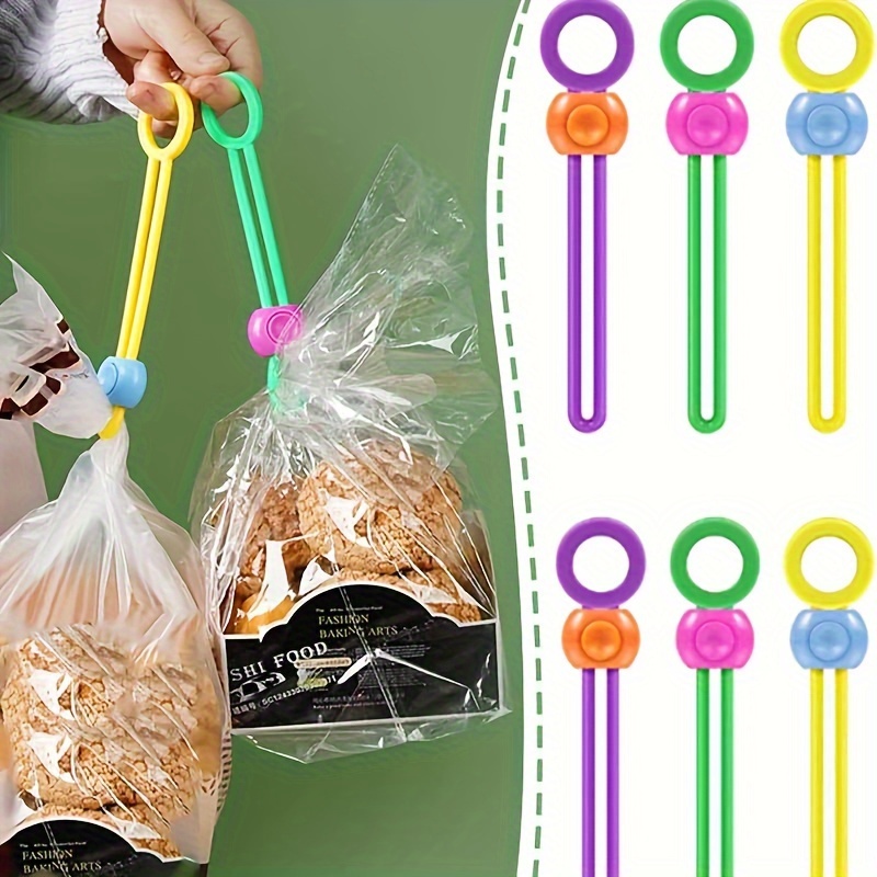 

6pcs Food Bag Sealing Clips, Silicone Food Bag Sealing Tapes, Reusable And Adjustable Clip Sealer, For Various Plastic Bags, Wire And Rice Bags, Home Organizers And Storage, Home Accessories