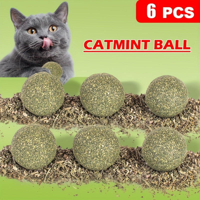 6pcs Refillable Balls - Dental Chew Toys For Indoor Cats | All Ball For Teeth Cleaning & Calming, (grass Green)