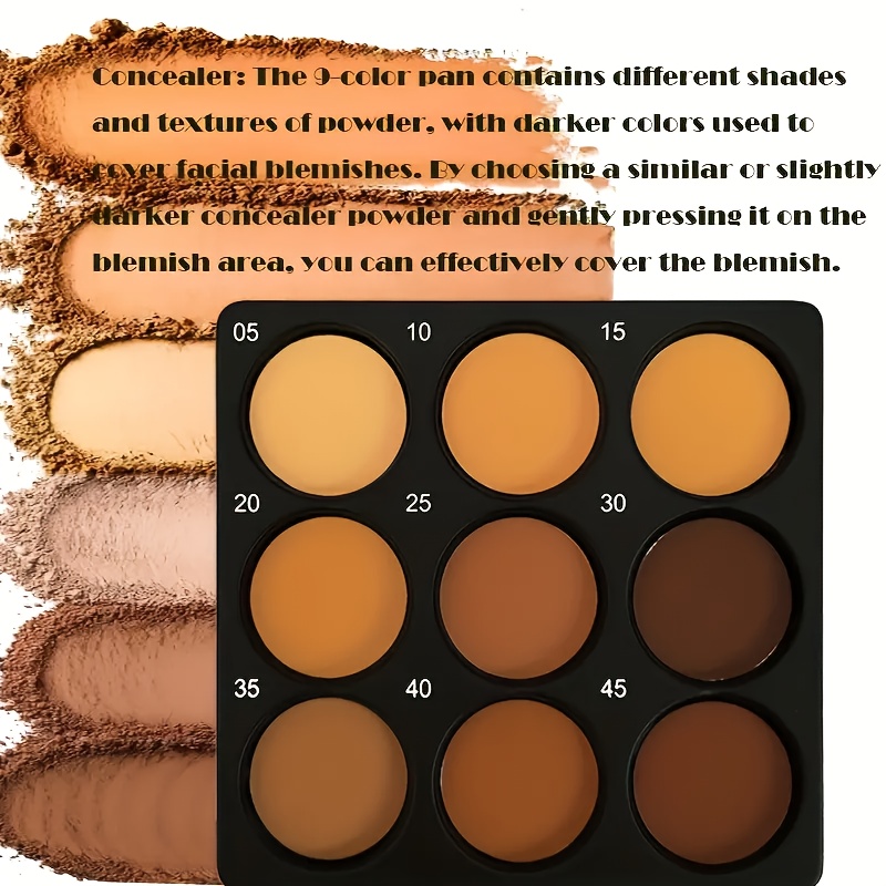 9-Color Face Contour And Concealer Palette, Medium to Deep Tones, Highlight And Contour, Matte End, Waterproof And Sweatproof, Long-Lasting, Suitable for Daily Commute, Dates, Parties, Easter, Music Festivals, Mother'S Day Gift