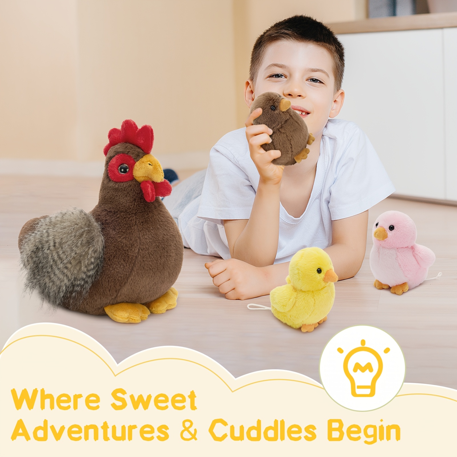 MorisMos Movable Large Chicken Stuffed Animal with Baby