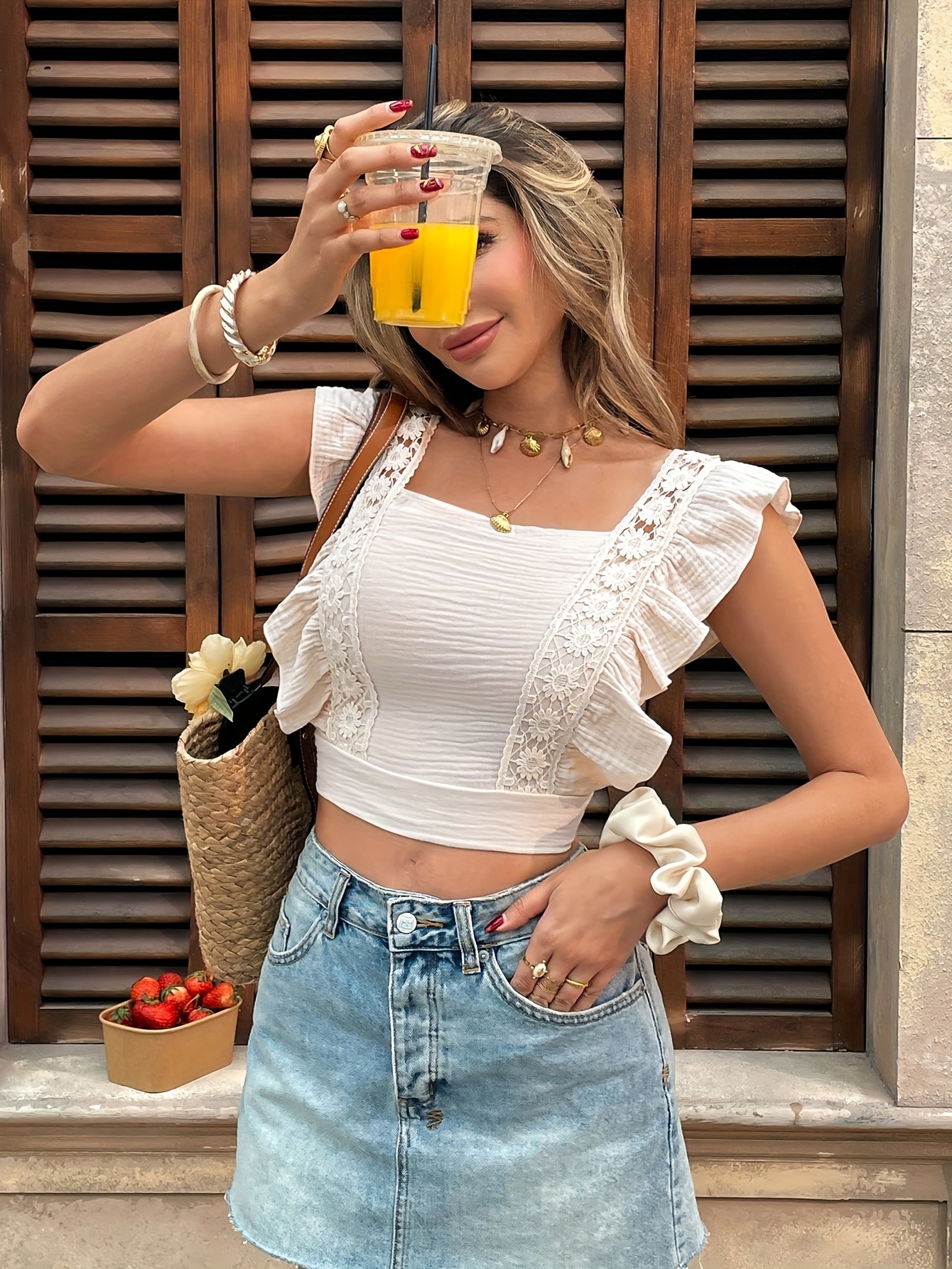 top elegante donna retro in pizzo a blusa Temu Italy