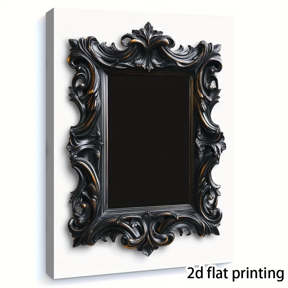 TEMU 1pc Gothic Vintage Picture Frame 11.8x15.7 Inch - 2d Flat Printing Canvas Wall Art For Living Room & Bedroom Decor, Empty Frame For Artwork,