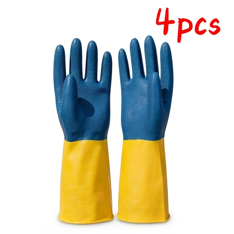 TEMU Of Heavy-duty Dishwashing Gloves, Extra Thick And Large, Reusable Cleaning Gloves. Suitable For Kitchen, Bathroom, Dishwashing, And Household