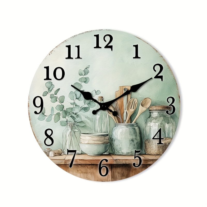 TEMU 1 horloge murale discrète qui ne tictaque pas, avec un design en bois. Cette horloge circulaire décorative est parfaite pour les étagères de