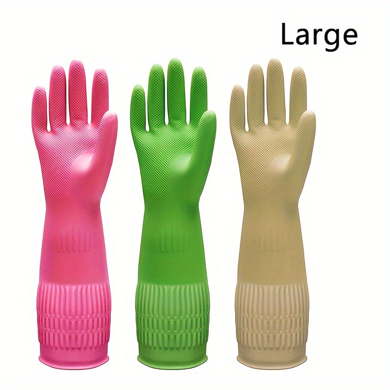 TEMU 3pcs Silicone Cleaning Gloves - Waterproof, , Durable For Kitchen, Dishwashing & Laundry - Dry,