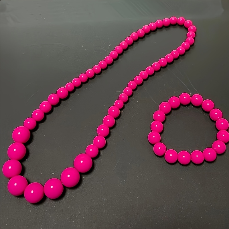 TEMU Ein Set aus zwei neuen Sommer-Halsketten und Armbändern im Boho-Stil mit bunten Perlen, als stilvolles Urlaubsgeschenk für Familie und Freunde