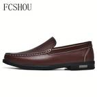 buty męskie fcshou wsuwane - eleganckie buty biznesowe z prawdziwej skóry, antypoślizgowa gumowa podeszwa i oddychająca wyściółka pu - na każdą porę do biura, codziennego noszenia wyjścia (czarne), stylowy design | trwałe obuwie o dobrej przyczepności