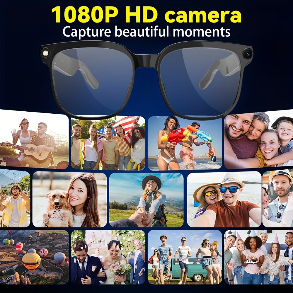 Smart Glasses with Camera, Ai Smart Glasses with Real-Time Translation /Object Recognition, Smart Camera Glasses with 8MP Recording, Support ChatGPT/Doubao AI Assistant, Bluetooth/WiFi High-speed Transfer, TR90 Material/290mAh Long Battery Life, HD