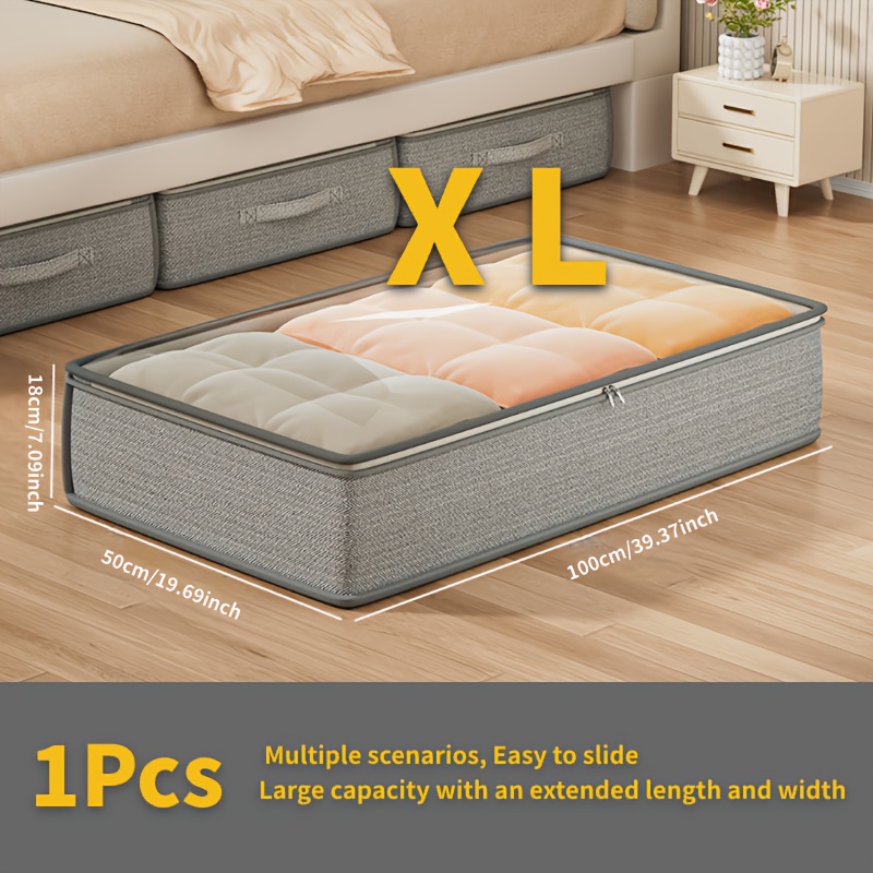 1/2/3/5pcs Under Bed Storage Box With Handles, Foldable Underbed Organizer, Large Capacity Container For Clothes & Seasonal Blankets, Space- Flat Drawer For Bedroom Storage, Under-bed Storage