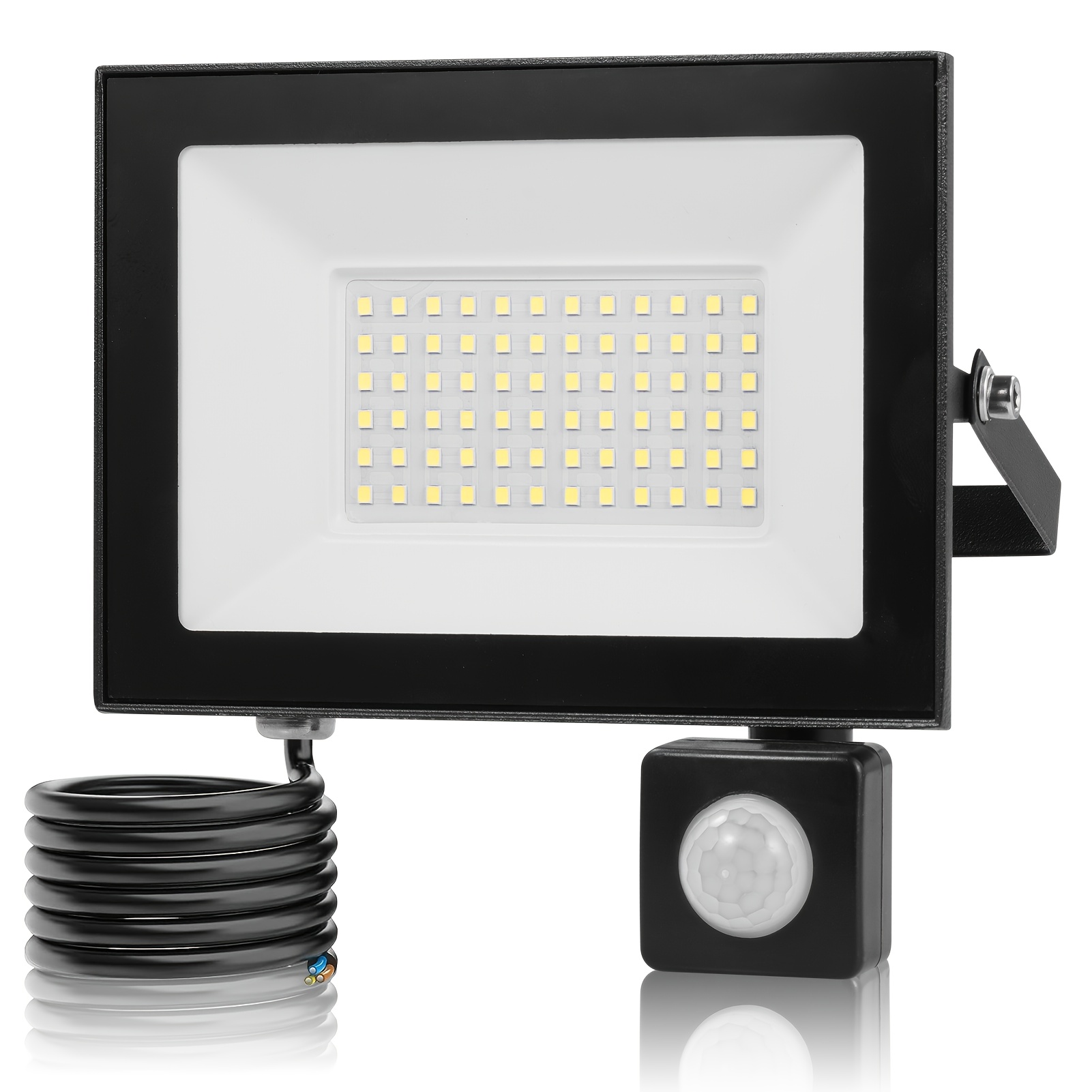 TEMU Projecteur LED 50W Blanc Froid avec Détecteur de Mouvement, IP65, Corps en Aluminium, Éclairage Extérieur pour Patio et Jardin, Projecteur de