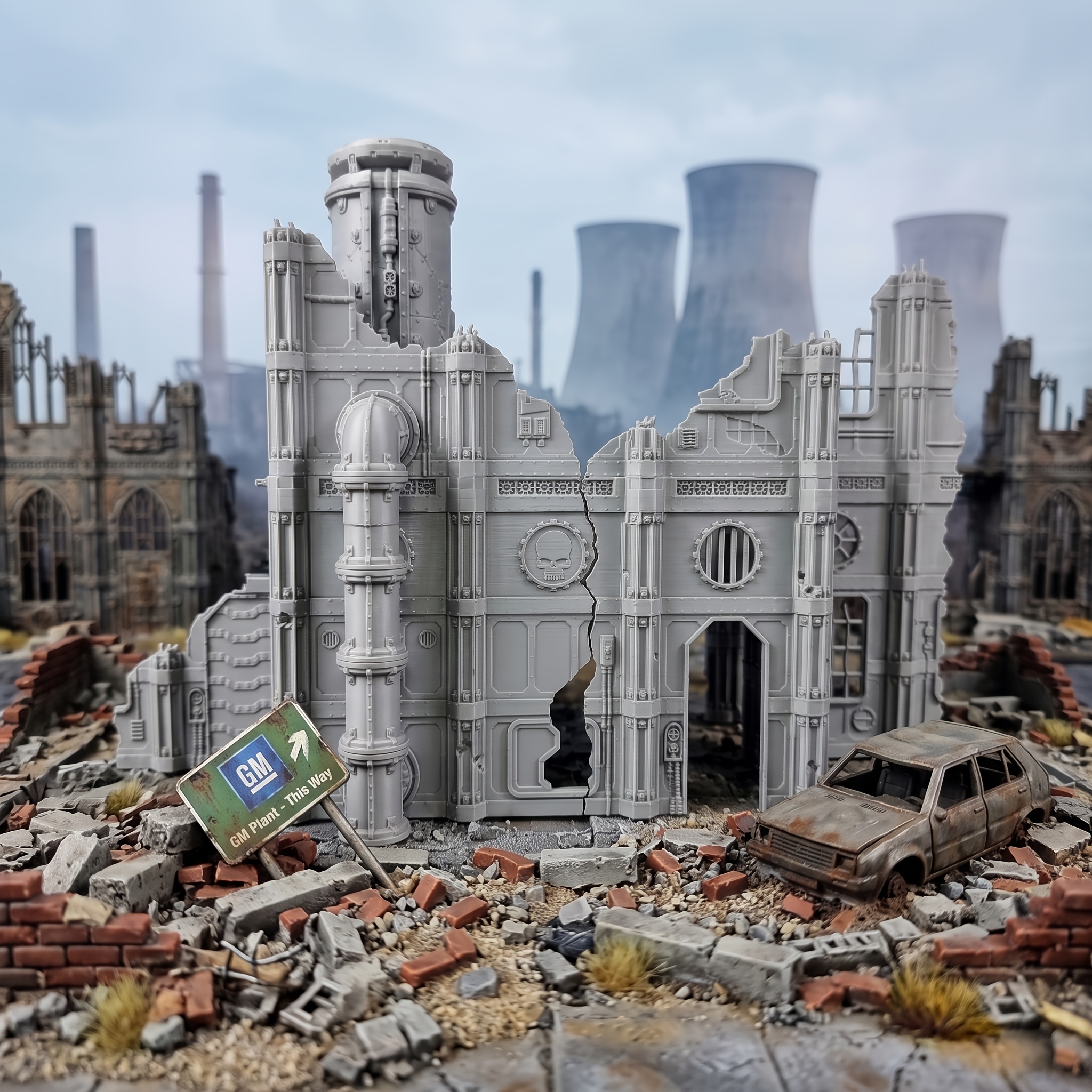 Destroyed Munitions Factory Ruins Architecture Model