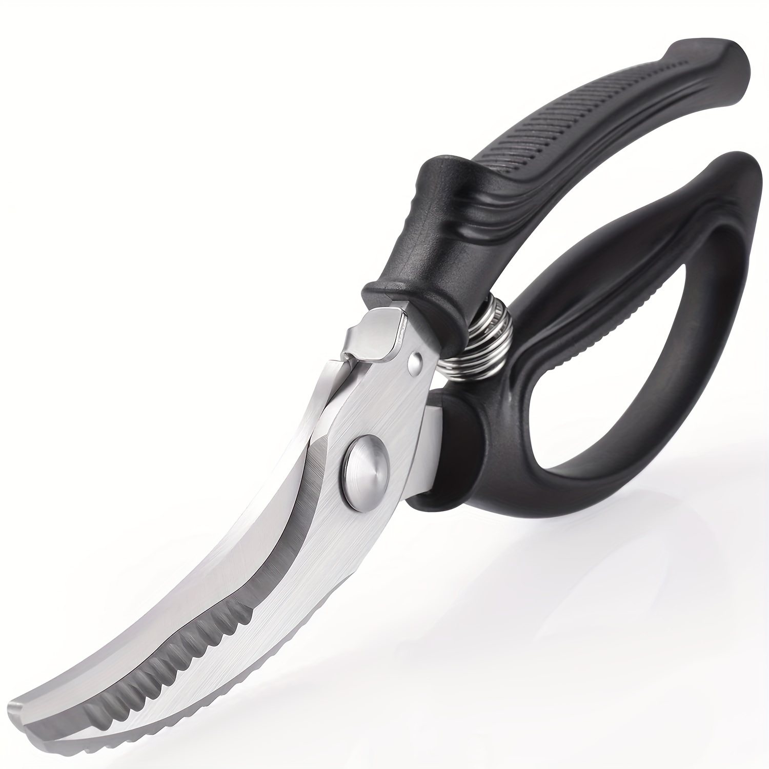 TEMU Kitchen Shears, Stainless Steel Heavy Duty Poultry Shears, Kitchen Scissors For Cutting Chicken, Fish, Seafood, And Vegetables, -black