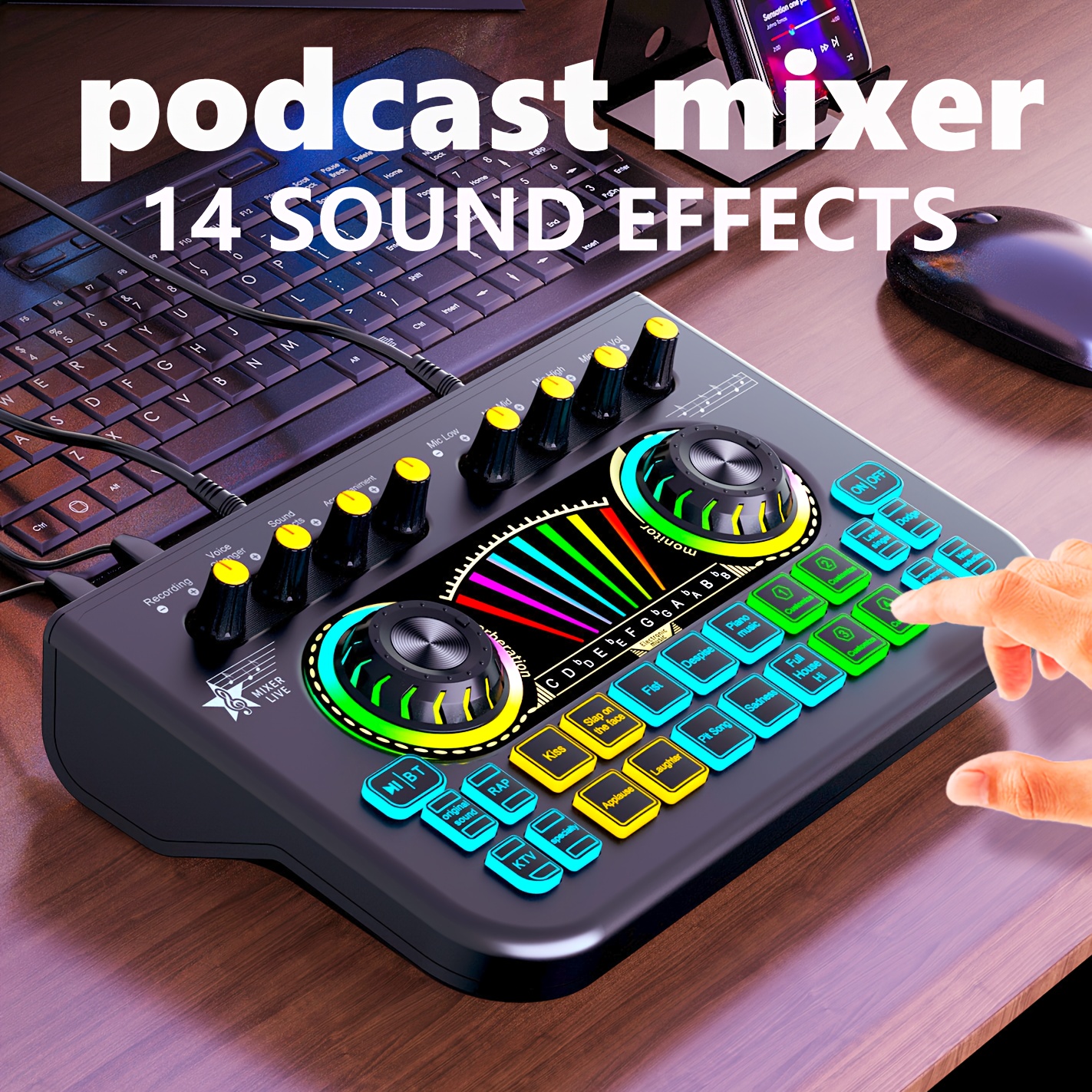 

Audio Interface With Mixer & Vocal Effects, Podcast Equipment Bundle, , Studio Xlr Dj Mixer For Phone/pc/live Streaming/recording/gaming