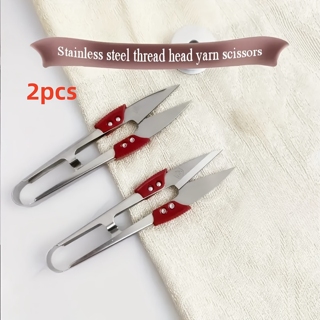 2pcs Stainless Steel Yarn Scissors, Spring Scissors, U-shaped Scissors, Suitable For Sewing Tools. Cross Stitch Tools, Cutting Sewing Tools