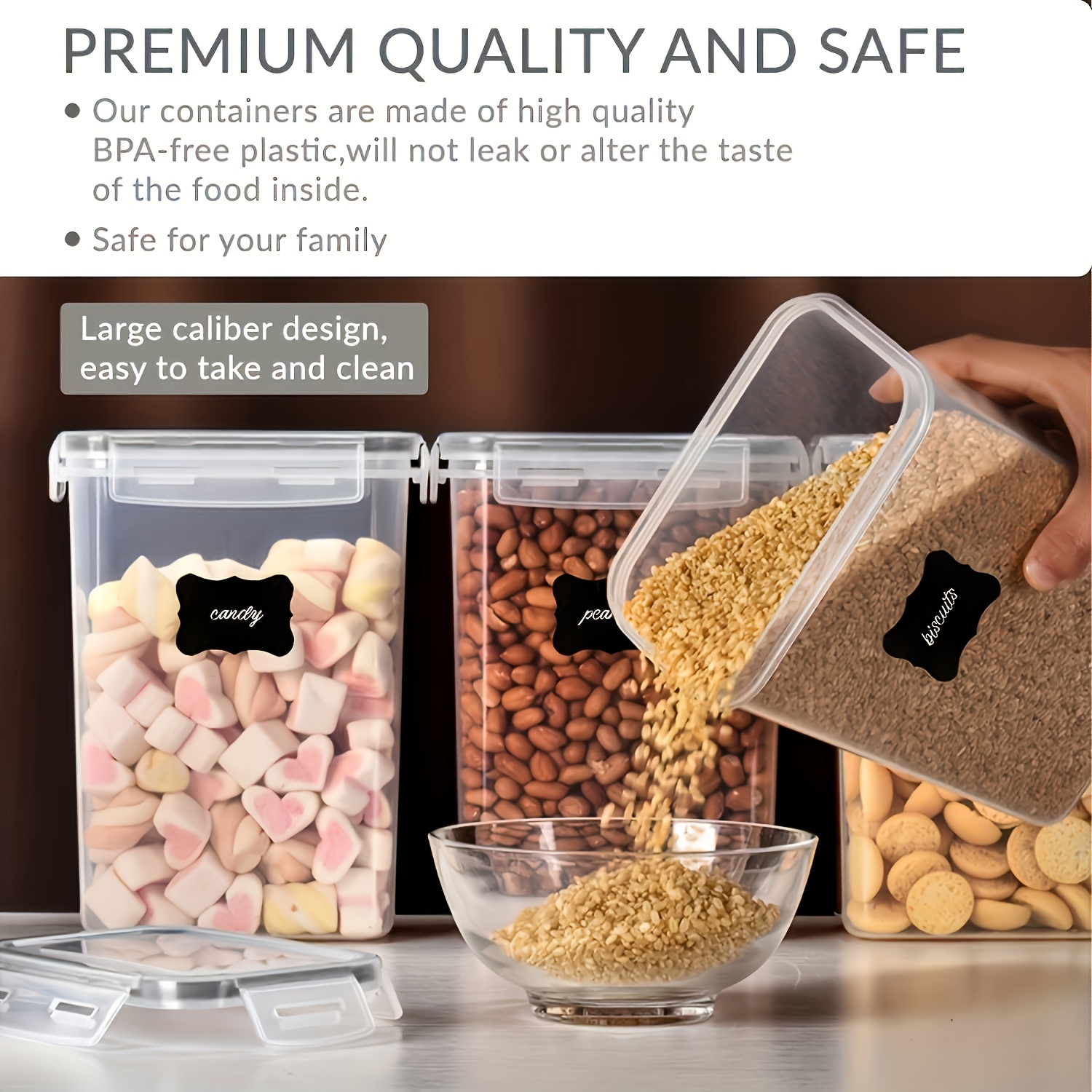 24 Luchtdichte Voedselopslagcontainers met Deksel (12 Deksel + 12 Dozen), Gemaakt van BPA-vrij Plastic, Geschikt voor het Opbergen van Droge Voeding, Bloem en Suiker.