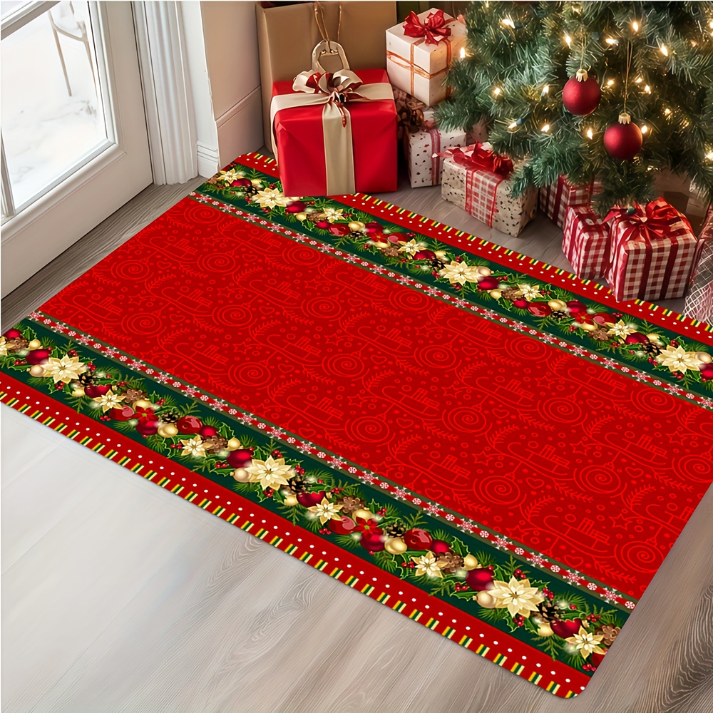 TEMU 1pc Christmas Holiday Decorative Door Mat With Festive Patterns For Home Entranceway Decoration