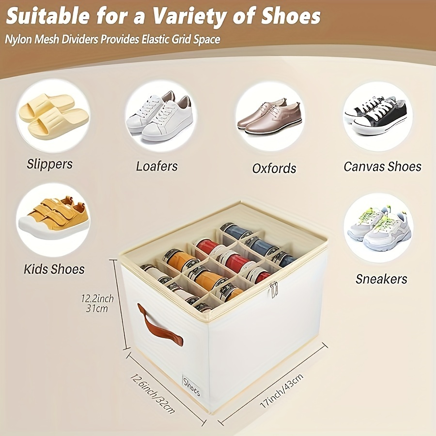 1pz scatola organizzatrice per scarpe pieghevole con     – soluzione compatta per scarpe, materiale sintetico beige, lavaggio a   o pulizia  , design   per armadio o guardaroba, organizzatore per scarpe impilabile | soluzione per conservazione scarpe |    , organizzatore per scarpe