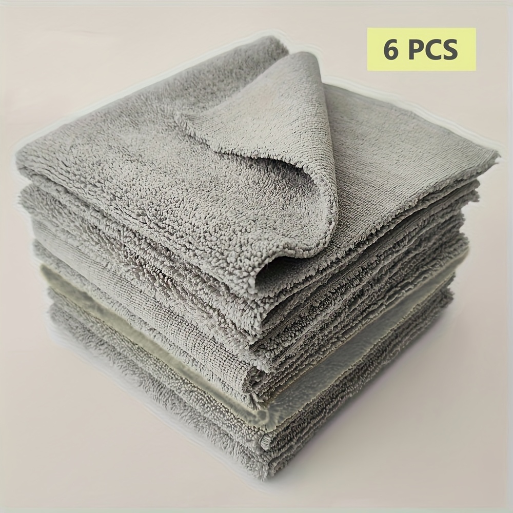 E-shop 6 Stück Mikrofaser-Reinigungstücher, 16x16 Zoll, Ultra Weich & Absorbierend, Polyester 80,0 % 20,0 %, 600 GSM, für Auto-Detailing, Küche und