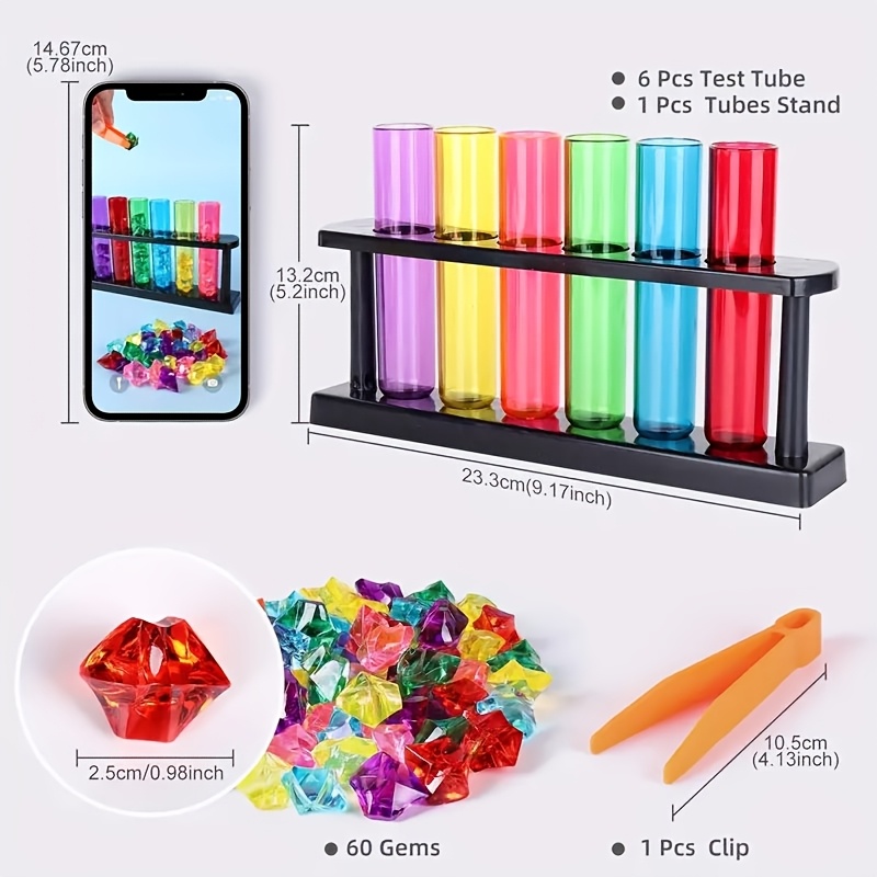 Image of Colorful 60pcs Gem Clip Sensory Toy Set - Enhances Hand-eye Coordination & Color Recognition - Educational Game Toys With Vibrant Beads & Orange Clips Colour Matching And Sensory Play