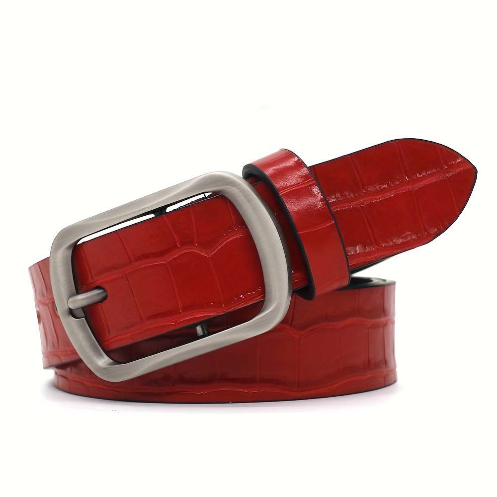 TEMU Men's And Women' -pattern Belt, Adjustable Length, For Streetwear And Daily Outfits, Pu