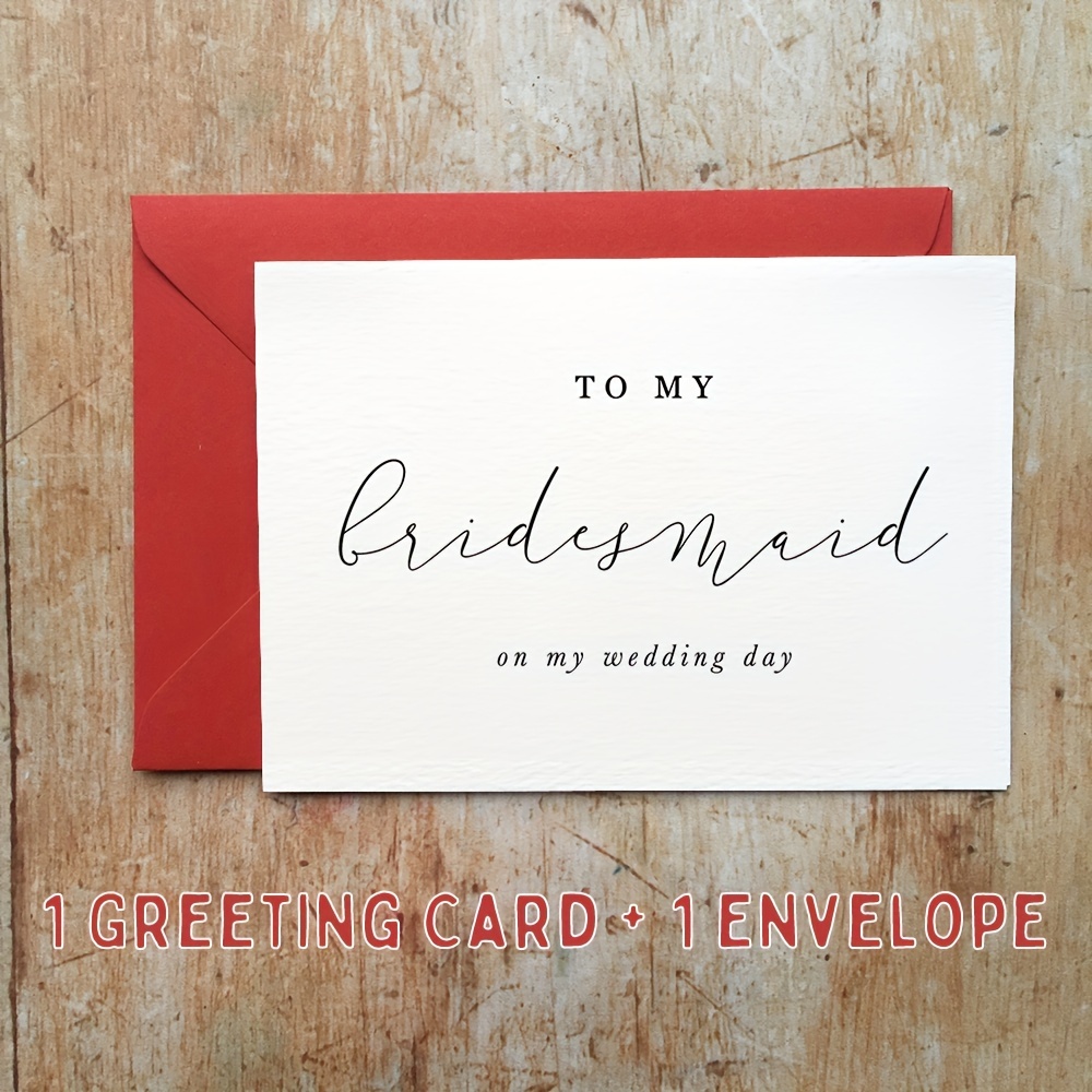 To My Bridesmaid On Day Card | Paper Maid Of Honour And Wedding Party Card Including Envelope