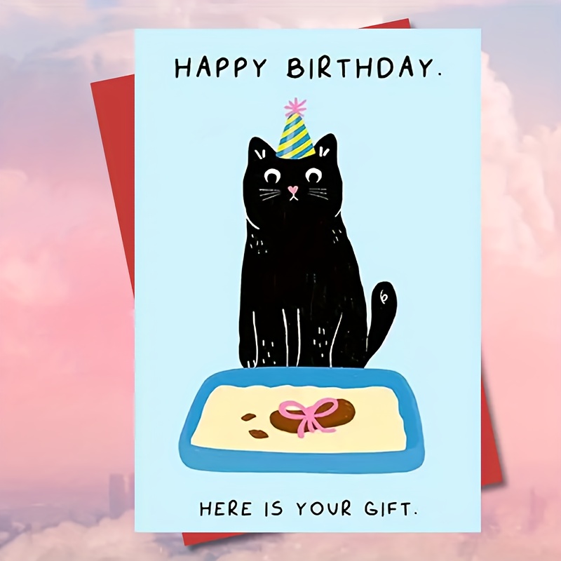 1pc, Fun Birthday Card With Envelope, Suitable For Brothers, , Family, Cat Lovers, Pet Owners, Universal Paper Card For Special Occasions, Including Gift Message, Humorous Celebration Card