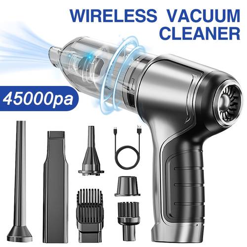 45000pa high suction wireless portable vacuum cleaner for blower suction rechargeable lithium usb charging quiet dusting brush crevice tool cartridge filter floor suction nozzle for wet dry cleaning