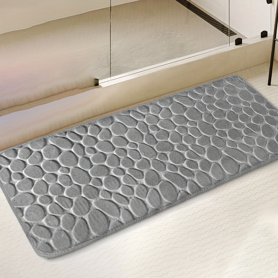 

Pebble Pattern Polyester Bath Mat 25d High-density Sponge, Non-slip Knitted Bath Rug, Super Absorbent, Luxury Bathmat For Tub, Shower, Bathroom Accessory, Home Decor